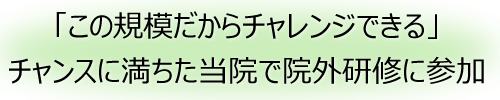 「この規模だからチャレンジできる」チャンスに満ちた当院で院外研修に参加